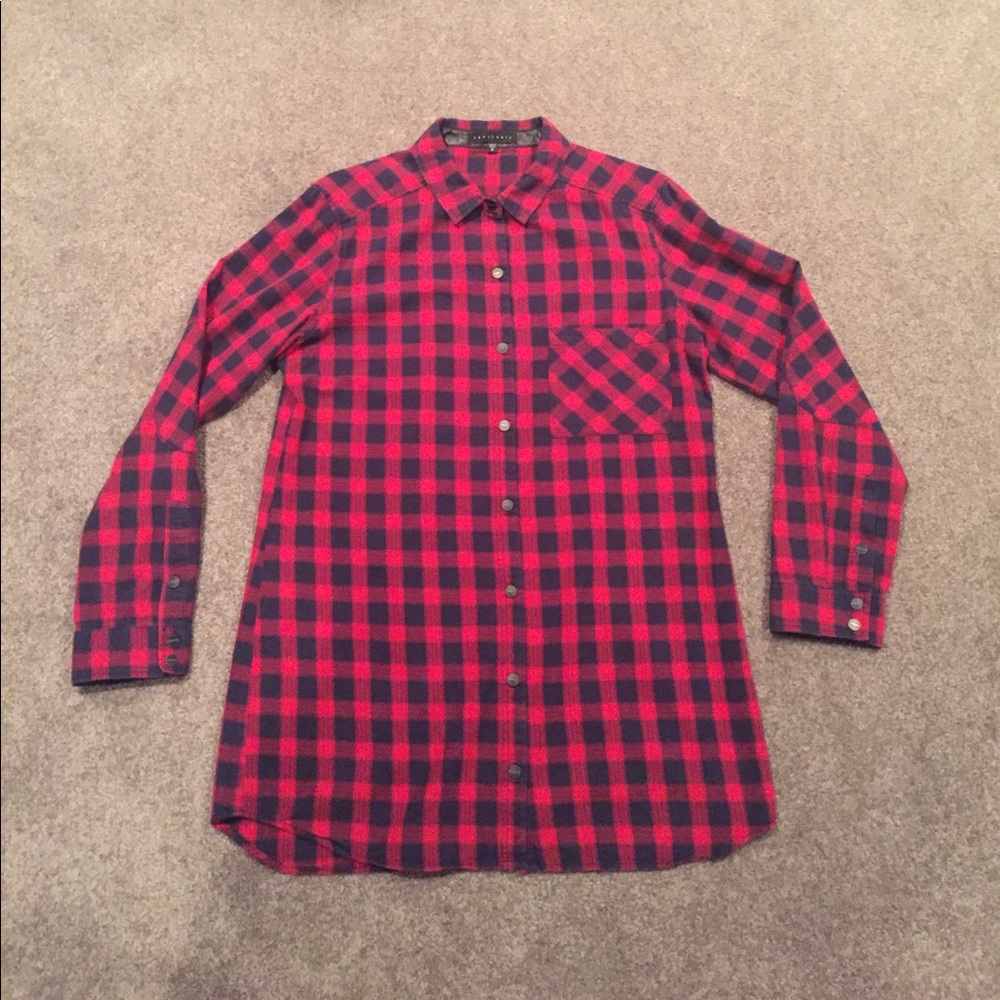 5/$20 Sanctuary Red and Black Plaid Button-Down Shirt